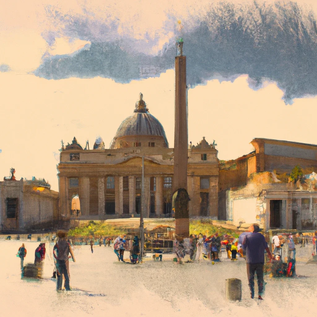 a painting of st. peters square in rome